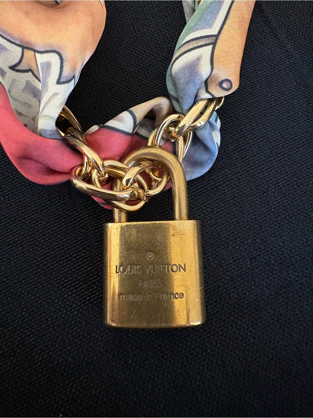 Authentic Louis Vuitton Lock #330 Scarf Chain Statement Necklace - Picture 4 of 6